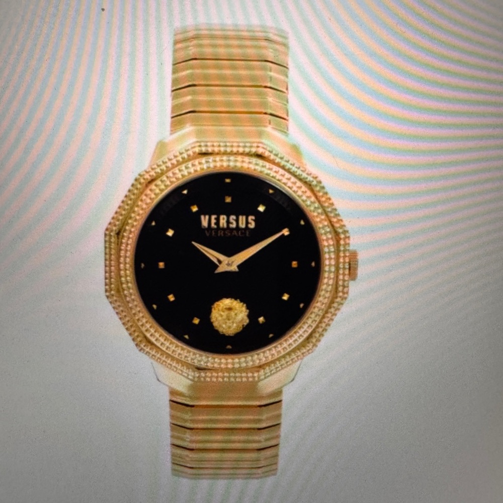37mm Versus Versace Black and Gold Watch